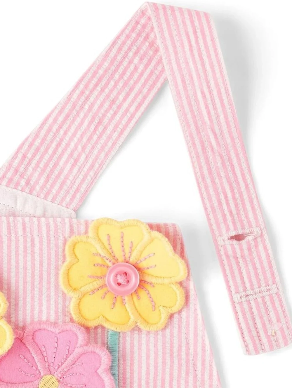 Gymboree Pink Floral Appliqué Seersucker Skirtall Pinafore Dress Size 12 NEW